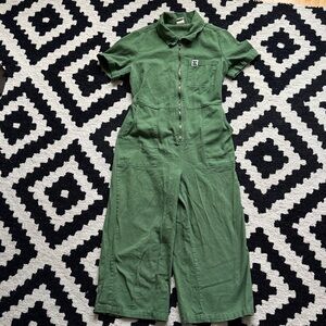 Lucy & Yak Army Green Short Sleeve Wide Leg Jumpsuit